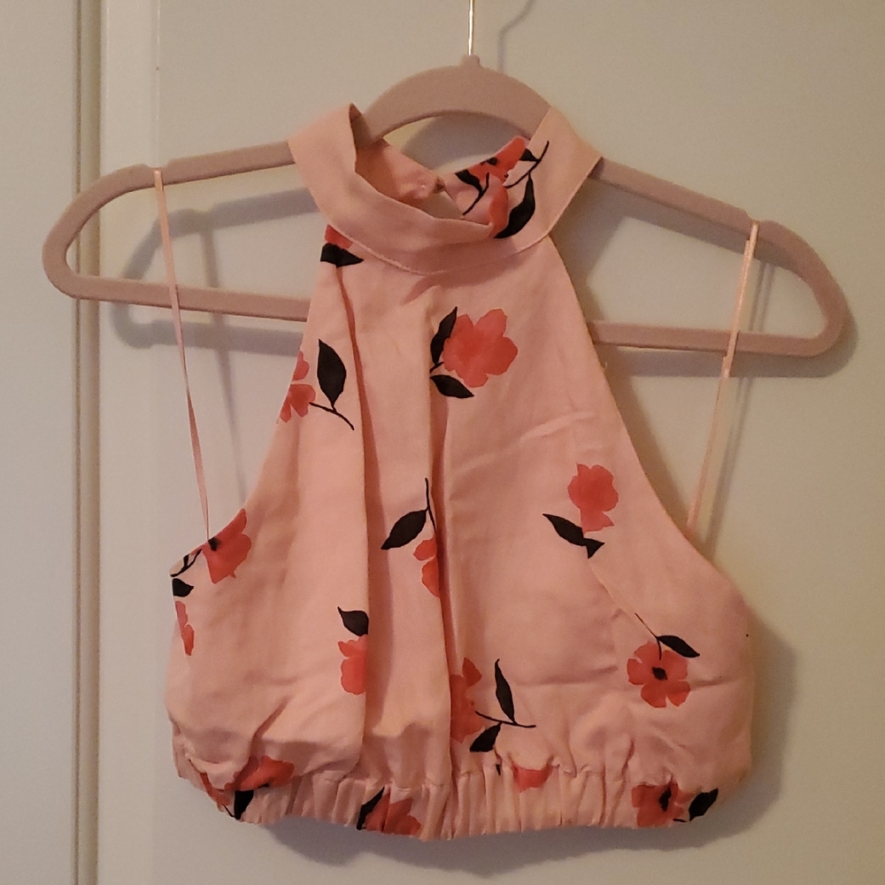 Zara Pink Floral Halter Neck Tank Top